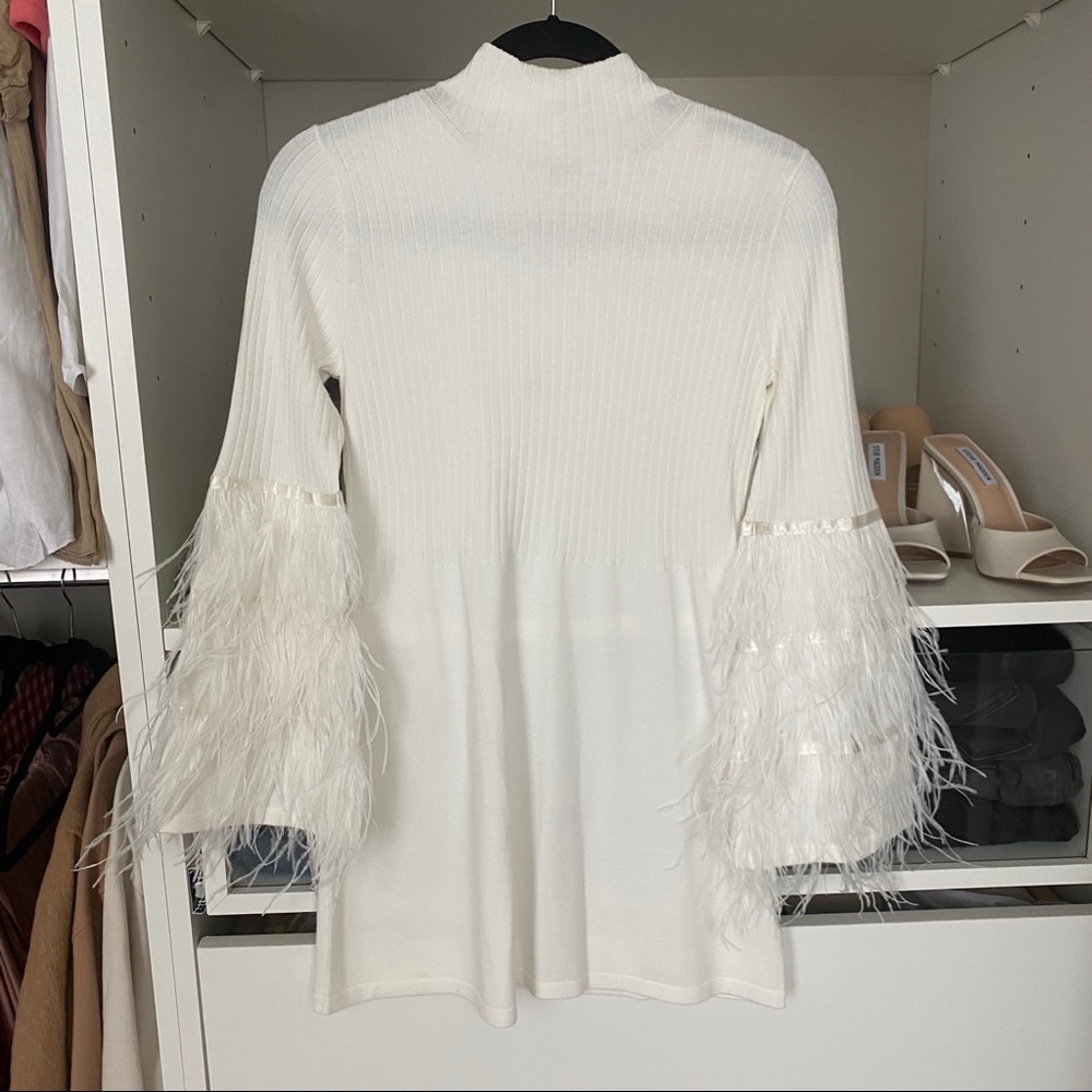 White feather sweater dress